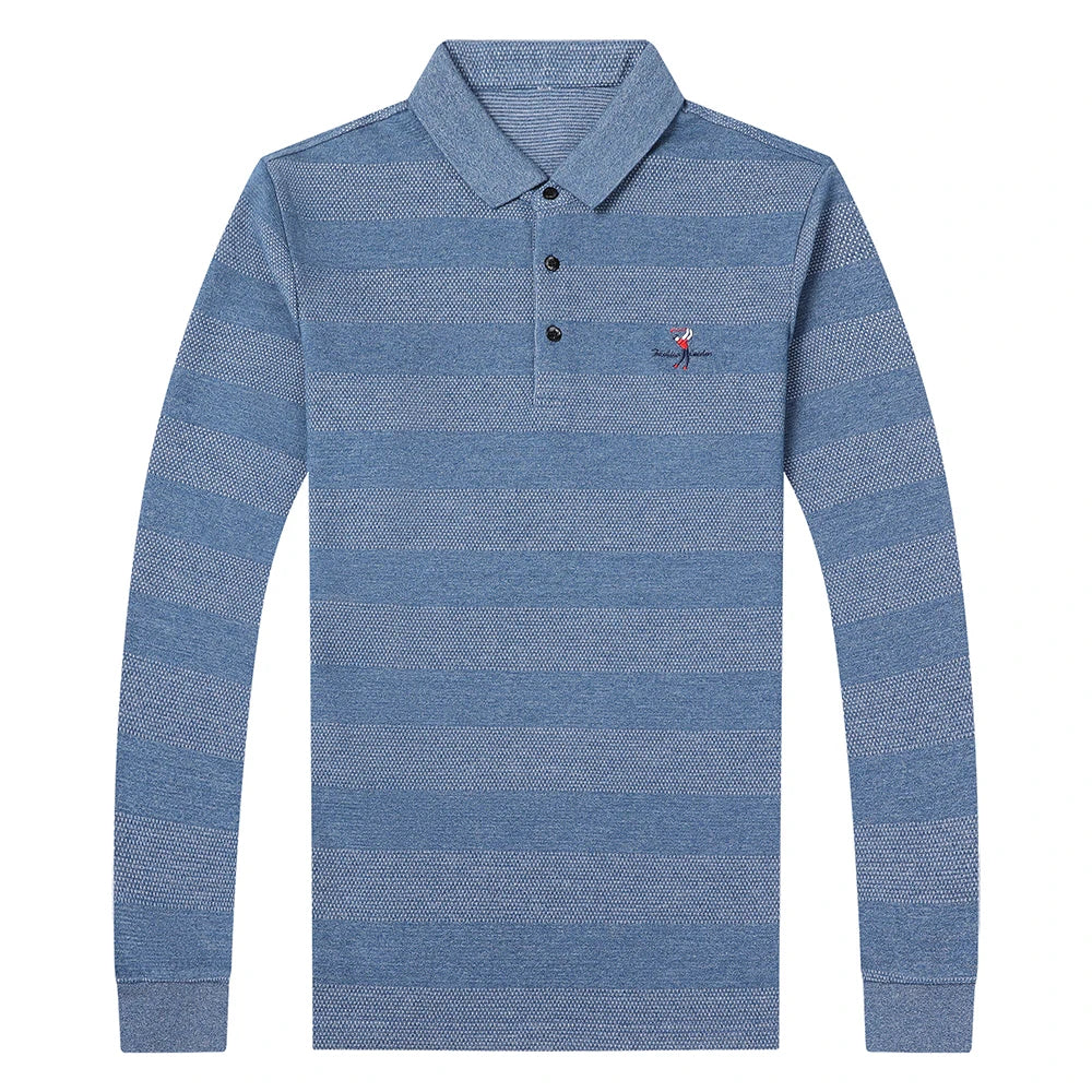 2025 High End New Fashion Brand Striped Designer Embroidery Casual Turn down Collar Long Sleeve Polo Shirts Men Tops Men Clothes