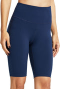10" Biker Shorts Women Tummy Control High Waisted Workout Athletic Yoga Compression Long Shorts with 2 Hidden Pockets